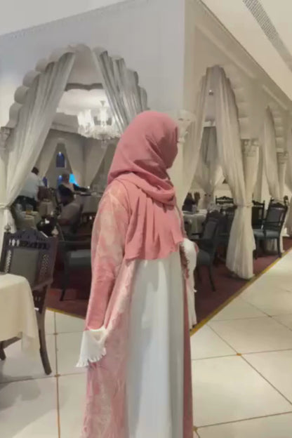 Peach Premium Pashmina Open Abaya